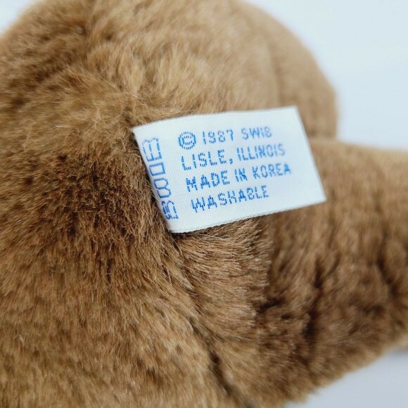 Vintage 80s Swib Christmas Caroling Bear 13 in Plush Brown Hat Scarf Stuffed Toy - Picture 5 of 6